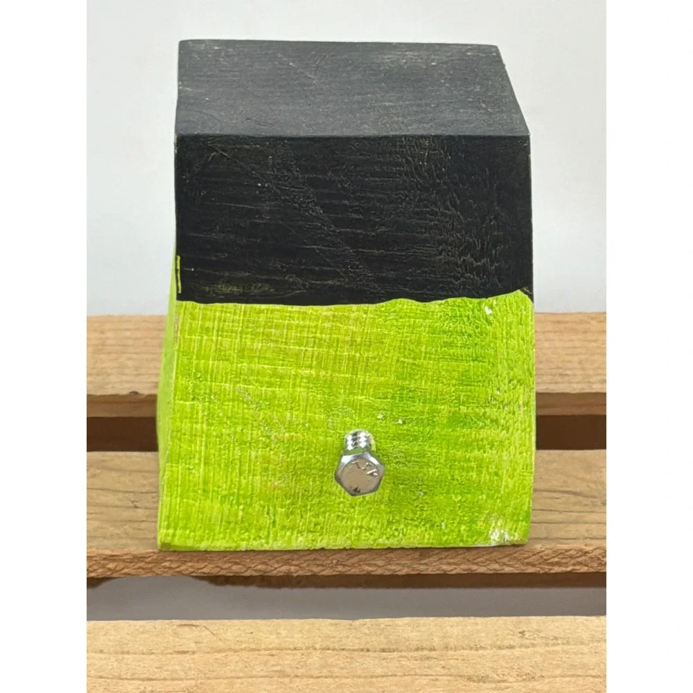 Handmade Wooden Frankenstein Block Halloween Decor Rustic Monster Figurine Green
